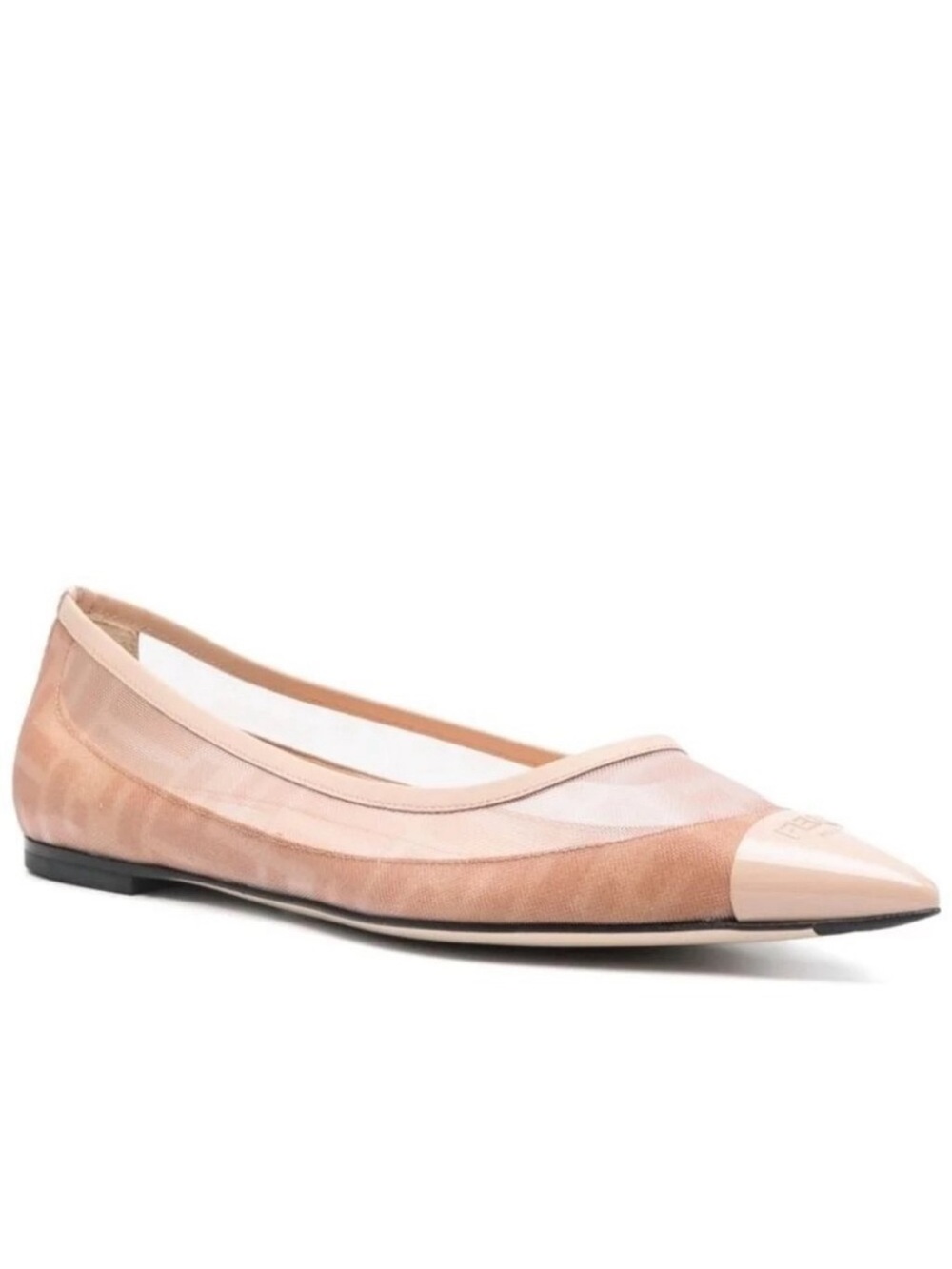 FENDI Colibri Ballerina FF Logo Mesh Pointed Toe Ballet Flats Shoes